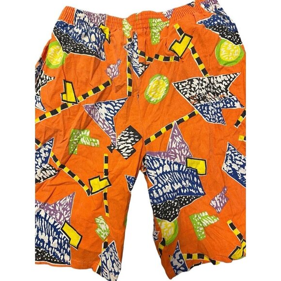 Vtg California Shores Cotton Shorts Bright Colors Medium Jams 80s 90s AC Slater - Picture 2 of 13